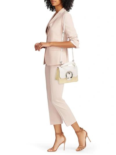 Shop Jimmy Choo Women's Madeline Leather & Raffia Satchel In Natural Latte