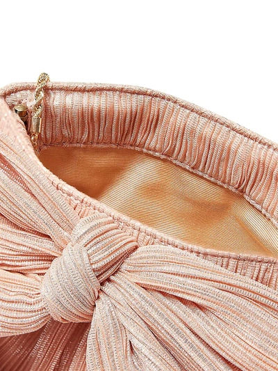 Shop Loeffler Randall Women's Rayne Knotted Metallic Clutch In Peach