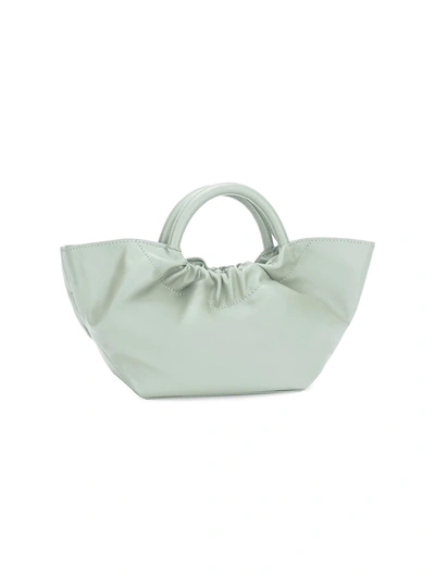 Shop Demellier Mini Los Angeles Leather Tote In Pale Sage