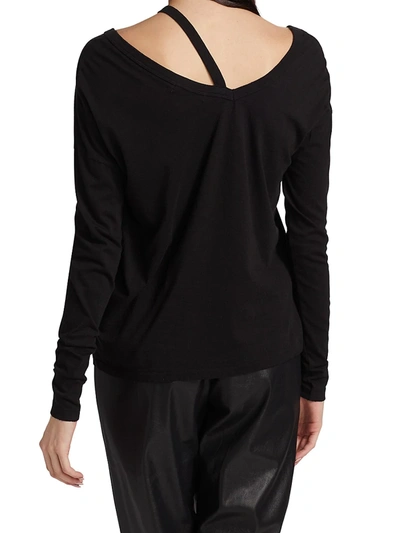 Shop N:philanthropy Cutout Cotton Long-sleeve Top In Black Cat