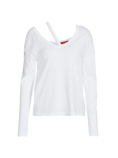 Shop N:philanthropy Cutout Cotton Long-sleeve Top In White