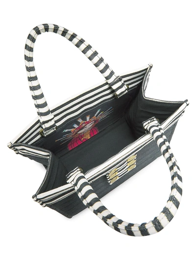 Shop Kooreloo Riviera Minima Mini Bag In Black Stripes