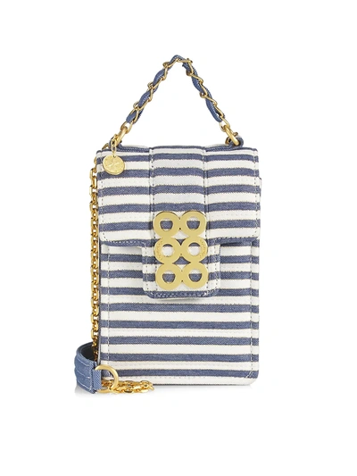 Shop Kooreloo Cinque T Erre Alassio Vi Circles Crossbody Bag In Gold Blue Stripes