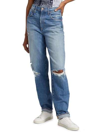Shop Alice And Olivia Katerina High-rise Distressed Jeans In Best Intentions