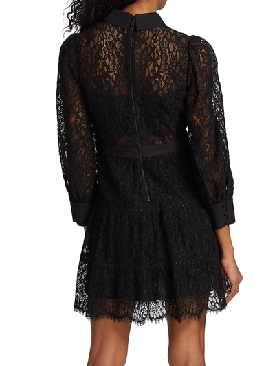 Shop Alice And Olivia Women's Anaya Tiered Lace Short Dress In Black