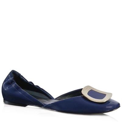 Shop Roger Vivier Chips Ballerinas In Patent Leather In Blue
