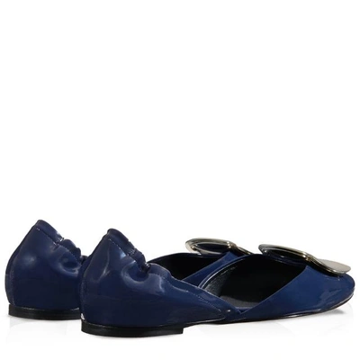 Shop Roger Vivier Chips Ballerinas In Patent Leather In Blue