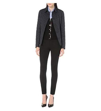 Shop Burberry Checked-trim Wool Cardigan In Black