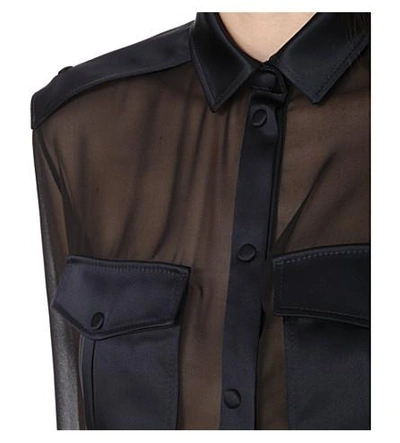 Shop Tom Ford Pocket-detail Silk-chiffon Shirt In Blk/ink