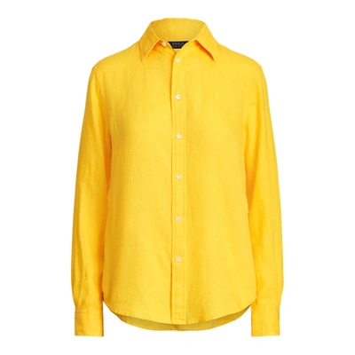 Shop Ralph Lauren Relaxed Fit Linen Shirt In University Yellow