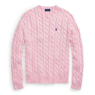 Shop Ralph Lauren Cable-knit Cotton Sweater In Carmel Pink