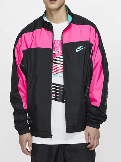 Shop Nike Track Jacket In Nero Fucsia