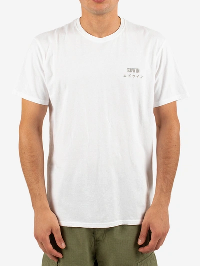 Shop Edwin Logo T-shirt In White