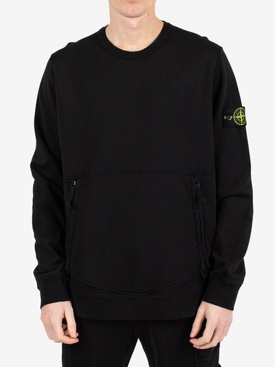 Shop Stone Island Cotton Crewneck Sweatshirt In Black