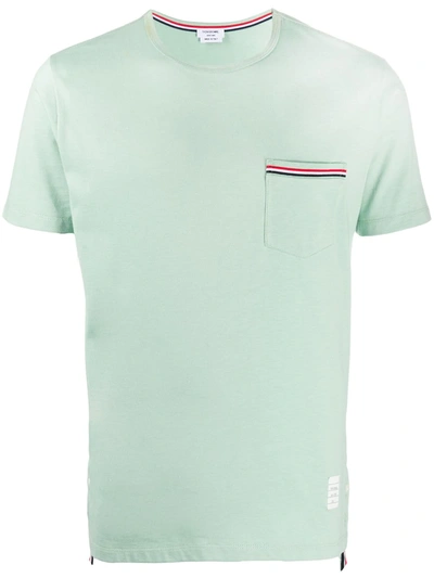 Shop Thom Browne Striped Chest Pocket Cotton T-shirt In Green