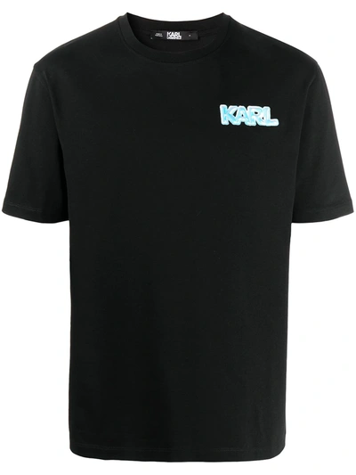 Shop Karl Lagerfeld Balloon Logo Print T-shirt In Black