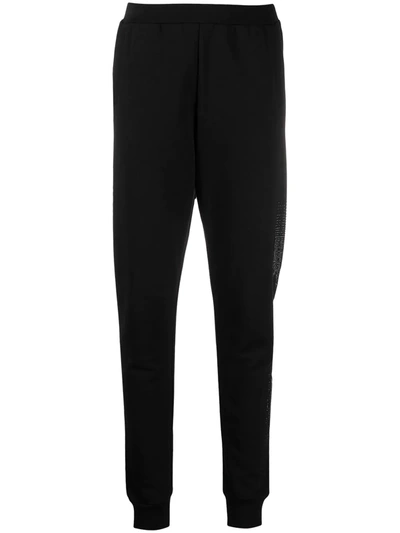 Shop Karl Lagerfeld Rhinestone Logo Straight Trousers In Black