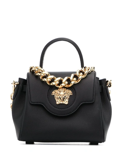 Shop Versace Small La Medusa Top-handle Bag In Black