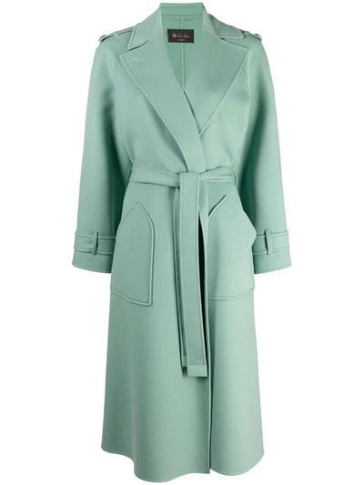 Shop Loro Piana Belted Cashmere Coat In Green