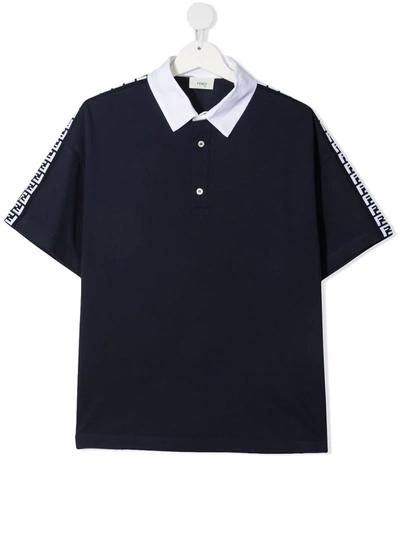 Shop Fendi Teen Logo-detail Polo Shirt In Blue