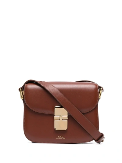 Shop Apc Grace Shoulder Bag In Brown