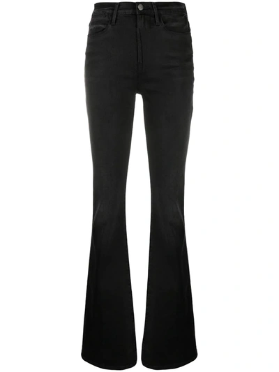 Shop Frame Le High Mid-rise Flared Jeans In Black