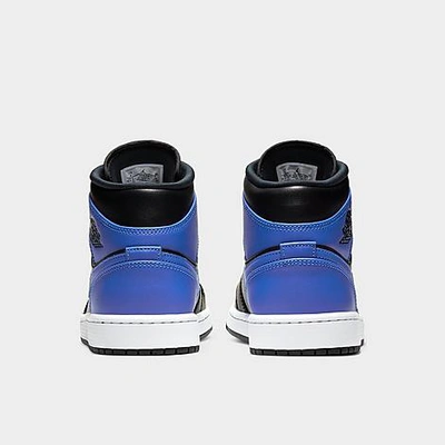 Shop Nike Air Jordan Retro 1 Mid Casual Shoes Size 12.0 Leather In Black/hyper Royal/white