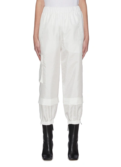 Shop Tibi Elasticated Waist Nylon Jogger Pants In White