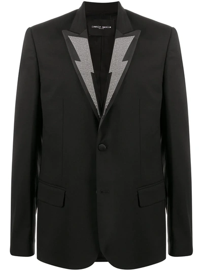 Shop Frankie Morello Micro-stud Embellished Fitted Blazer In Black