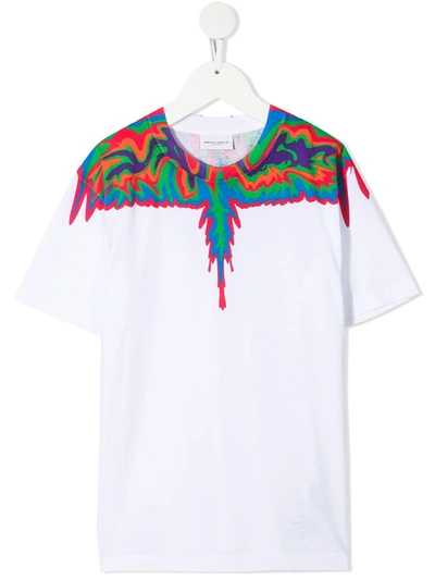 Shop Marcelo Burlon County Of Milan Abstract Wings-print Cotton T-shirt In White