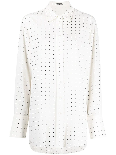 Shop Joseph Polka-dot Silk Shirt In Neutrals