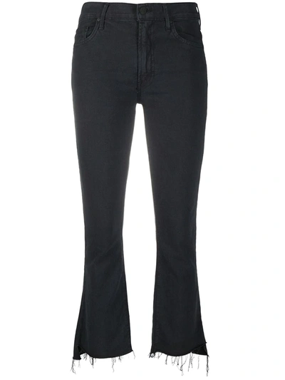 Shop Mother The Insider Crop Step Fray Jeans In Black