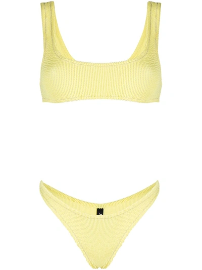 Shop Reina Olga Ginny Textured Bikini Set In Yellow