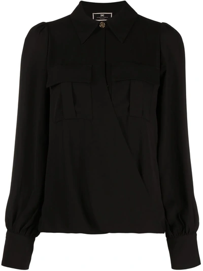 Shop Elisabetta Franchi Chest Flap Pockets Shirt In Black