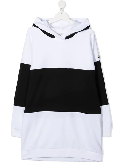 Shop Moncler Teen Striped Logo-print Hoodie In White