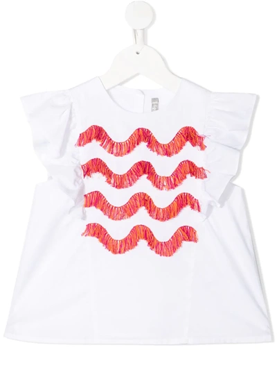 Shop Il Gufo Fringe-wave Shirt In White