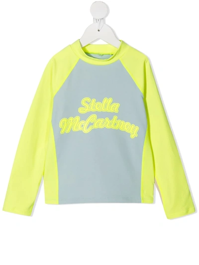Shop Stella Mccartney Logo-print Long-sleeve Top In Blue