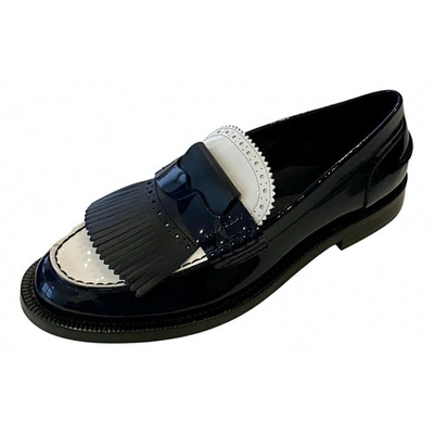 Pre-owned Burberry Blue Patent Leather Flats