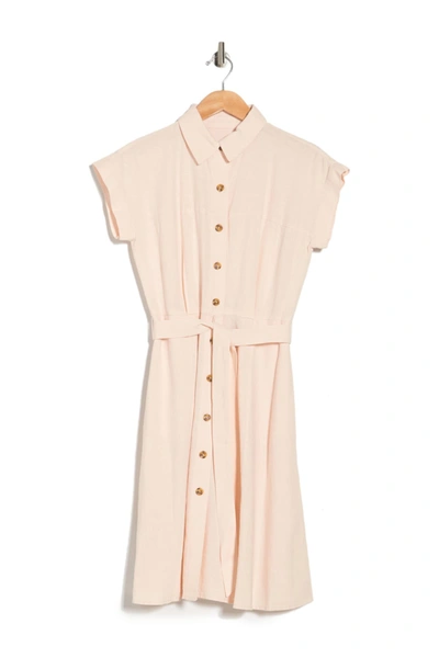 Shop Calvin Klein Linen Blend Shirt Dress In Blossom