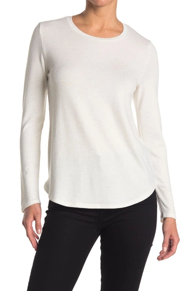 Shop M Magaschoni Scoop Neck Long Sleeve Knit Top In Soft Blush