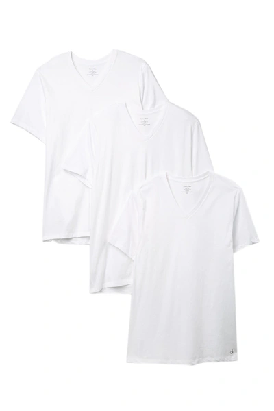 Calvin Klein 3-pack Cotton V-neck T-shirt In White