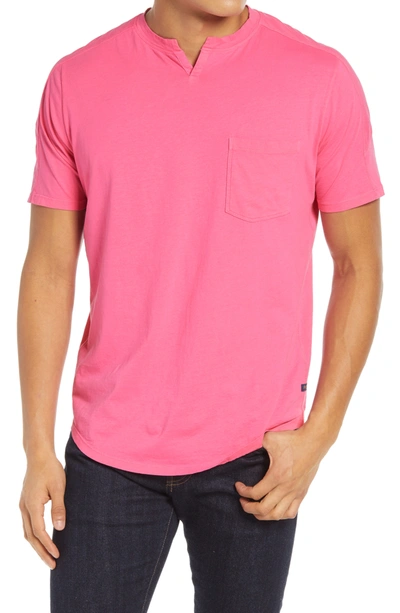 Shop Good Man Brand Split Neck Pocket T-shirt In Neon Pink