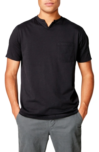 Shop Good Man Brand Split Neck Pocket T-shirt In Black