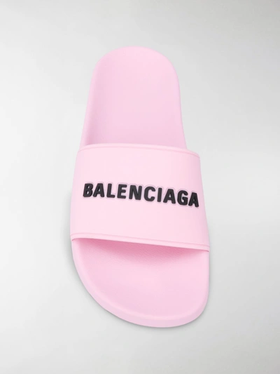 Shop Balenciaga Logo Pool Slides