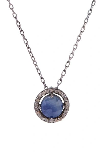 Shop Adornia Fine Echo Round Blue Sapphire Halo Pendant Necklace