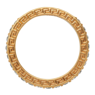 Shop Versace Gold Rhinestone Ring In K41t Gldblk