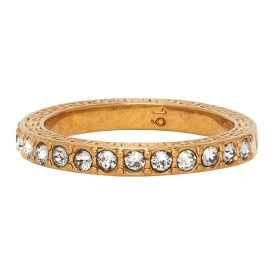 Shop Versace Gold Rhinestone Ring In K41t Gldblk