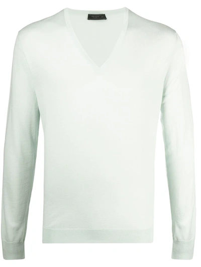 Shop Prada Knitted Long-sleeve Jumper In Grün