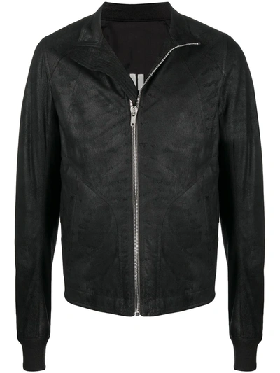 Shop Rick Owens Brushed Leather Bomber Jacket In Black