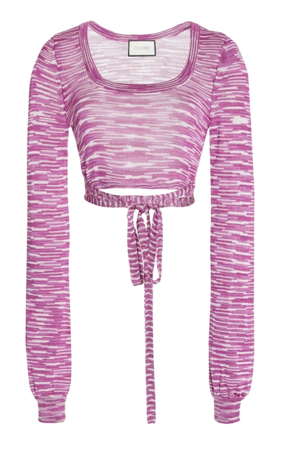 Shop Alexis Loli Printed Knit Cropped Top In Purple
